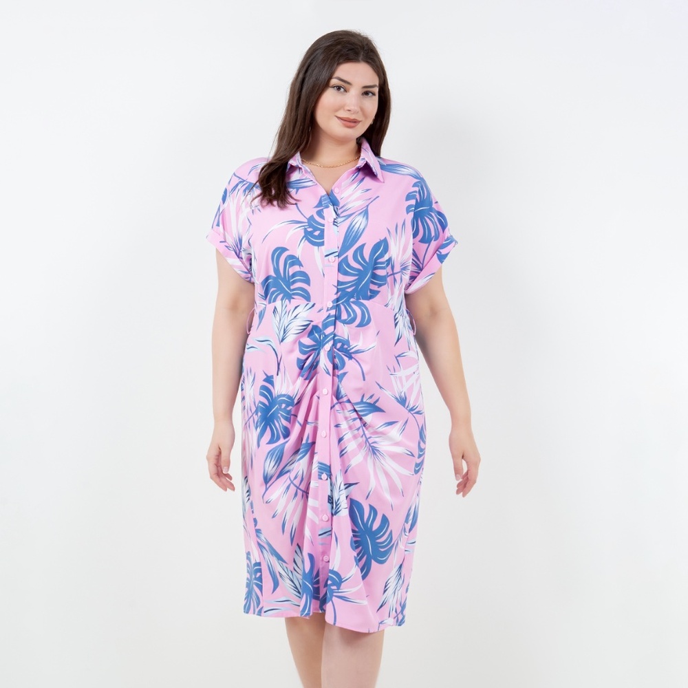 R-102-1，Print dress plus size，Plus Size ，Curve Size，Brand new，Printed dress